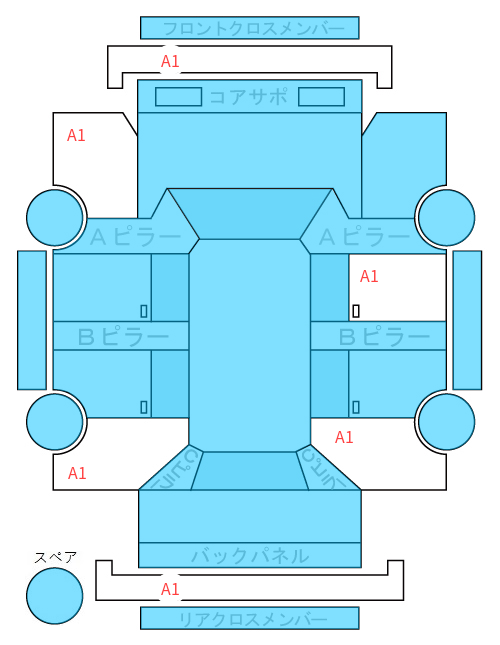 Body condition diagram (damage marks, Japanese labels)