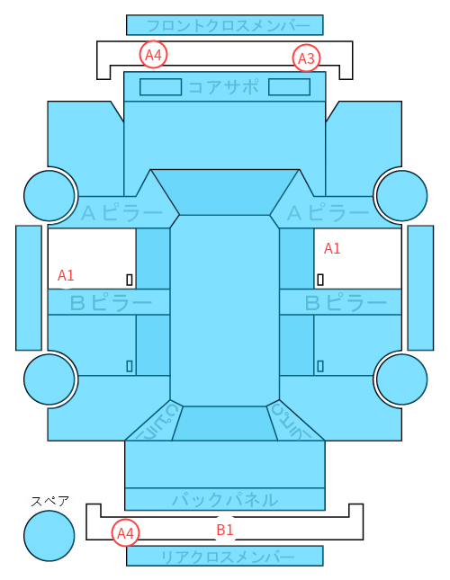 Body condition diagram (damage marks, Japanese labels)