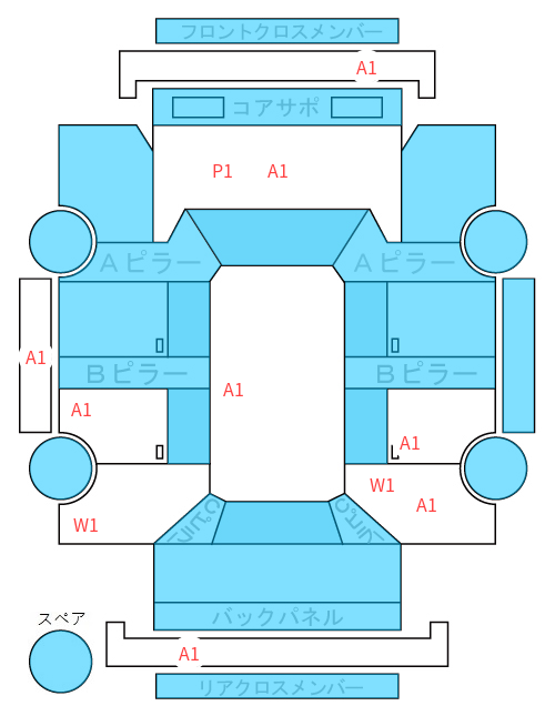 Body condition diagram (damage marks, Japanese labels)