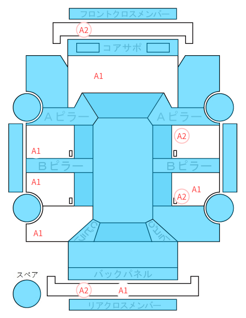 Body condition diagram (damage marks, Japanese labels)