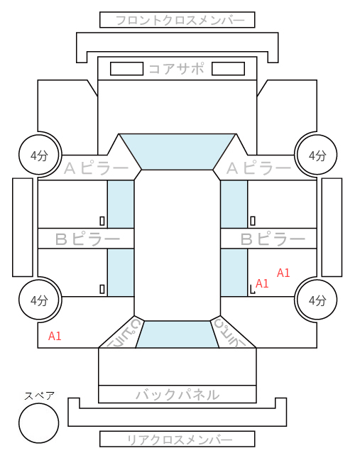 Body condition diagram (damage marks, Japanese labels)