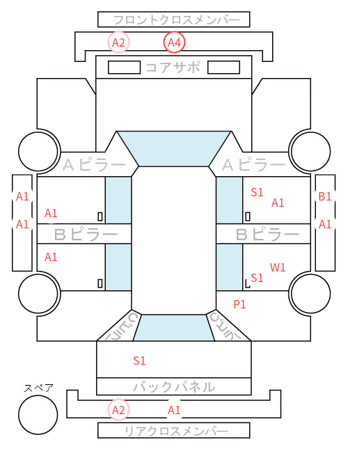 Body condition diagram (damage marks, Japanese labels)