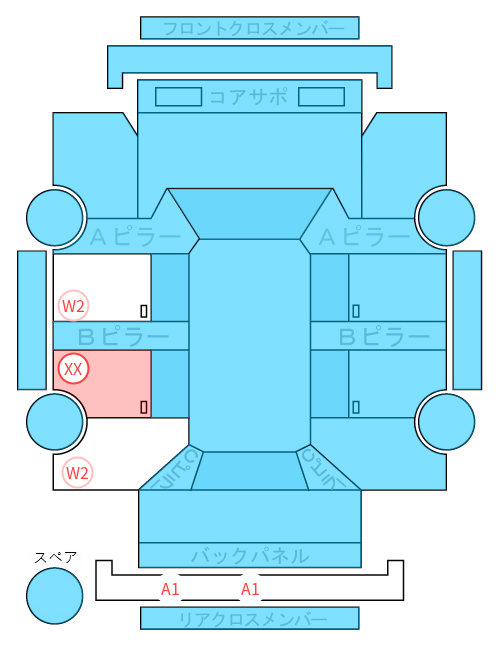 Body condition diagram (damage marks, Japanese labels)