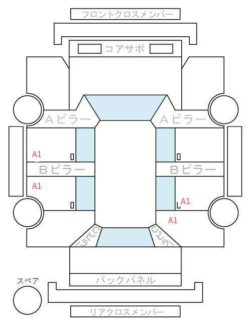 Body condition diagram (damage marks, Japanese labels)