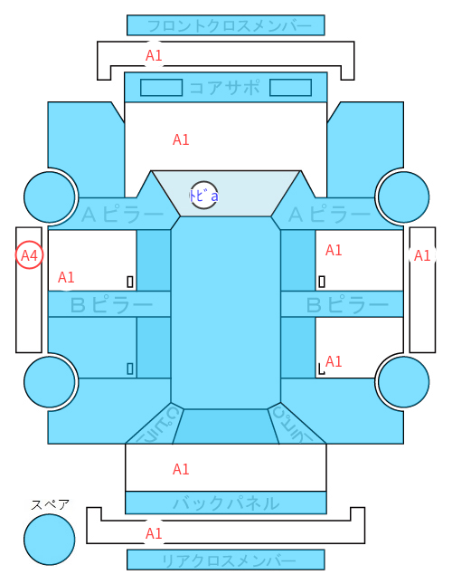 Body condition diagram (damage marks, Japanese labels)