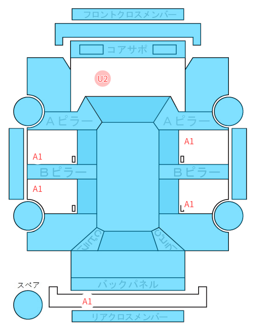 Body condition diagram (damage marks, Japanese labels)