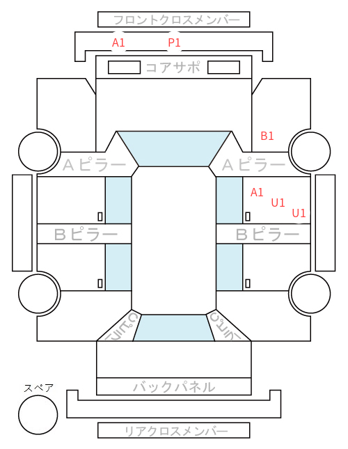 Body condition diagram (damage marks, Japanese labels)