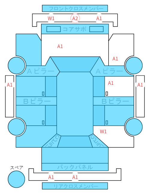 Body condition diagram (damage marks, Japanese labels)