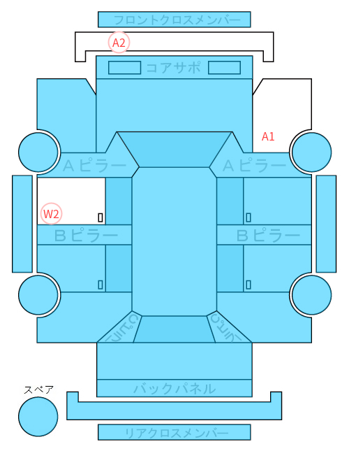 Body condition diagram (damage marks, Japanese labels)