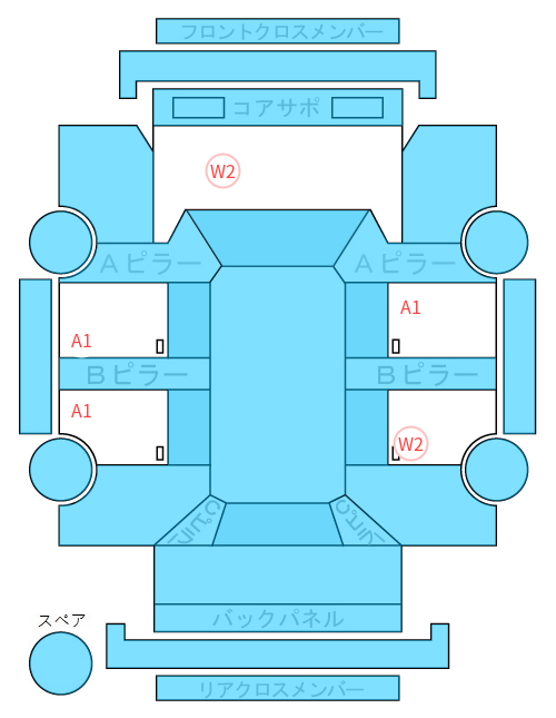 Body condition diagram (damage marks, Japanese labels)