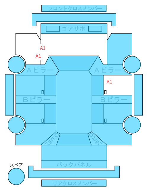 Body condition diagram (damage marks, Japanese labels)