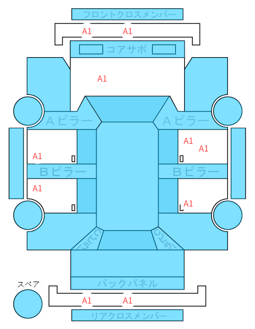 Body condition diagram (damage marks, Japanese labels)