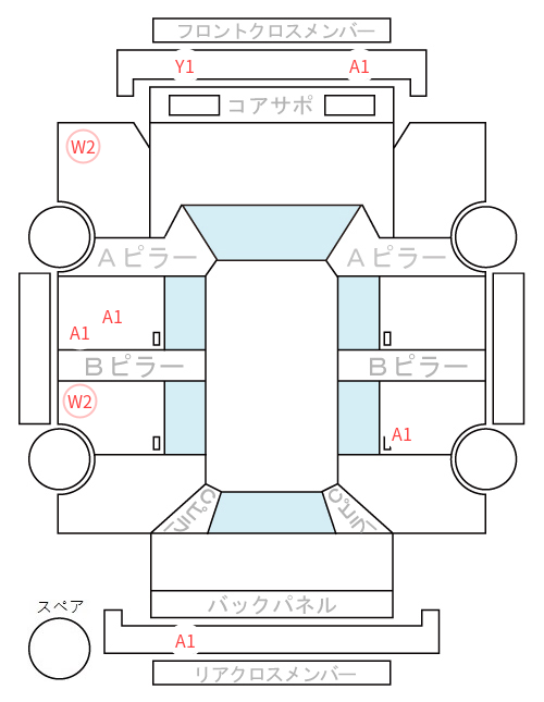 Body condition diagram (damage marks, Japanese labels)