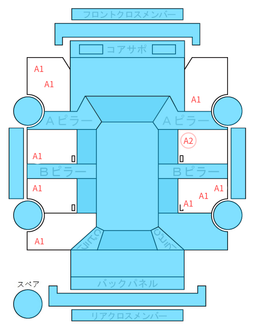 Body condition diagram (damage marks, Japanese labels)