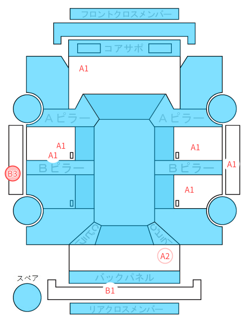 Body condition diagram (damage marks, Japanese labels)