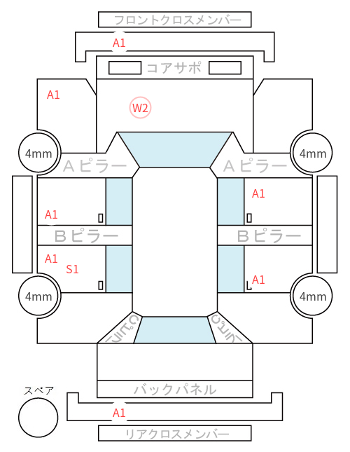 Body condition diagram (damage marks, Japanese labels)