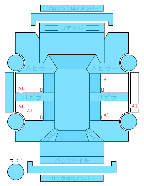 Body condition diagram (damage marks, Japanese labels)