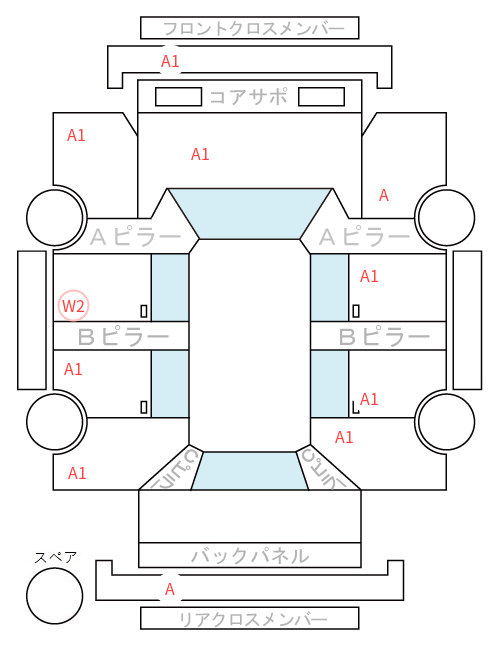 Body condition diagram (damage marks, Japanese labels)