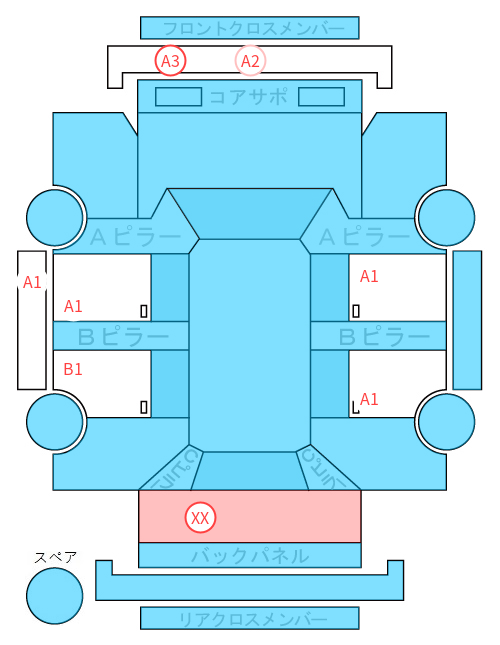 Body condition diagram (damage marks, Japanese labels)