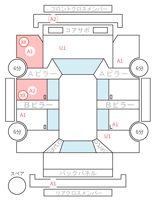 Body condition diagram (damage marks, Japanese labels)