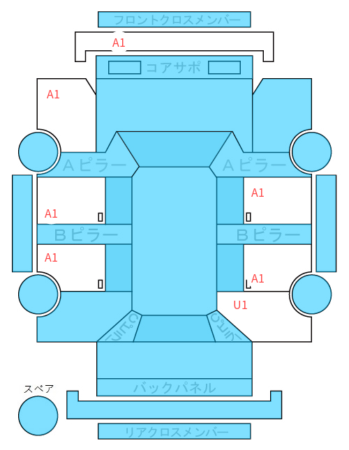 Body condition diagram (damage marks, Japanese labels)