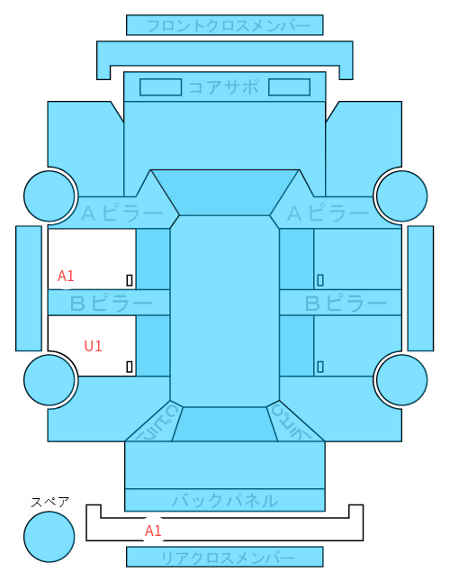 Body condition diagram (damage marks, Japanese labels)