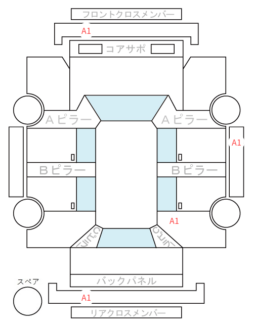Body condition diagram (damage marks, Japanese labels)