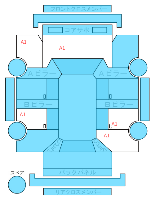 Body condition diagram (damage marks, Japanese labels)