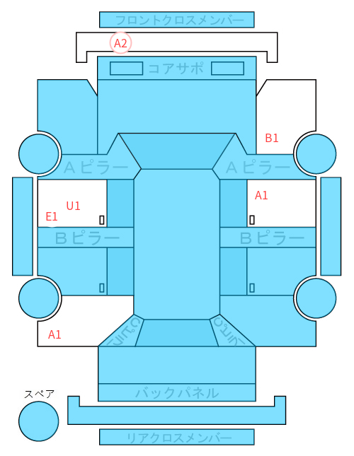 Body condition diagram (damage marks, Japanese labels)