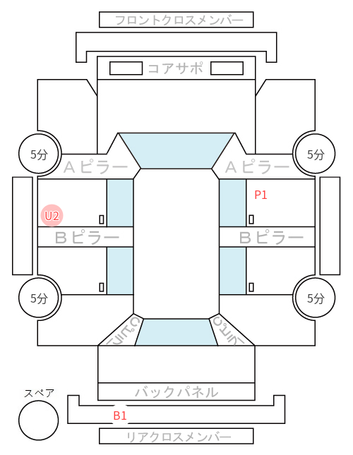 Body condition diagram (damage marks, Japanese labels)
