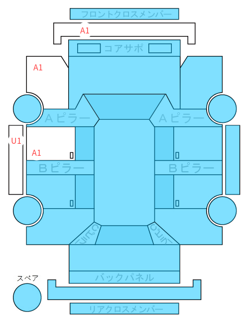 Body condition diagram (damage marks, Japanese labels)