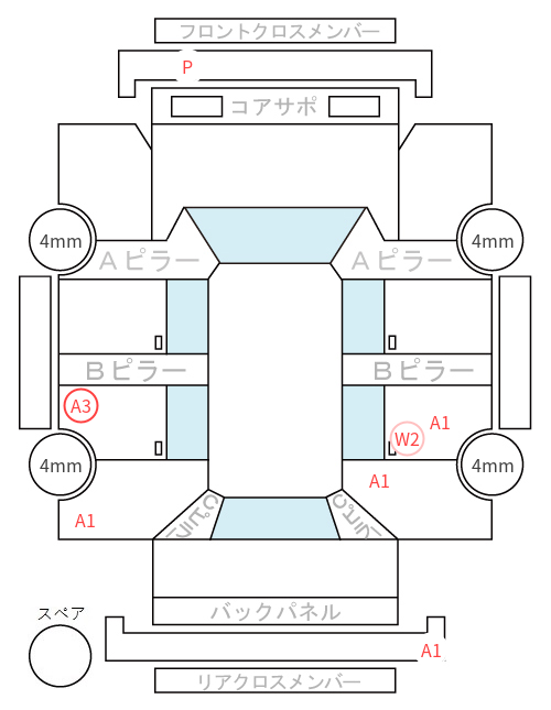 Body condition diagram (damage marks, Japanese labels)