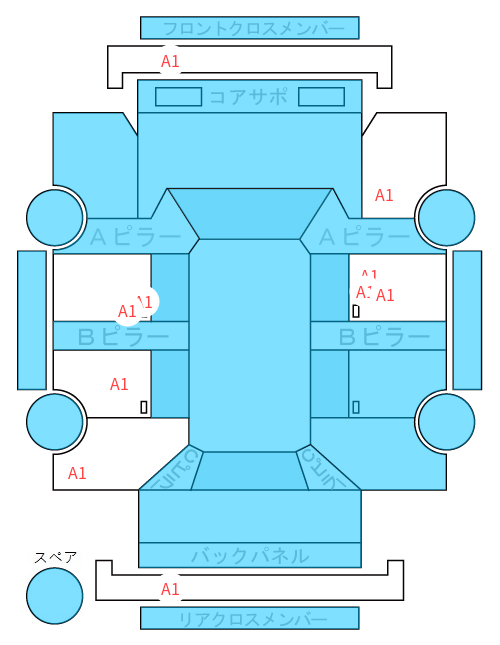 Body condition diagram (damage marks, Japanese labels)