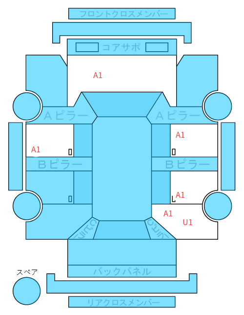 Body condition diagram (damage marks, Japanese labels)