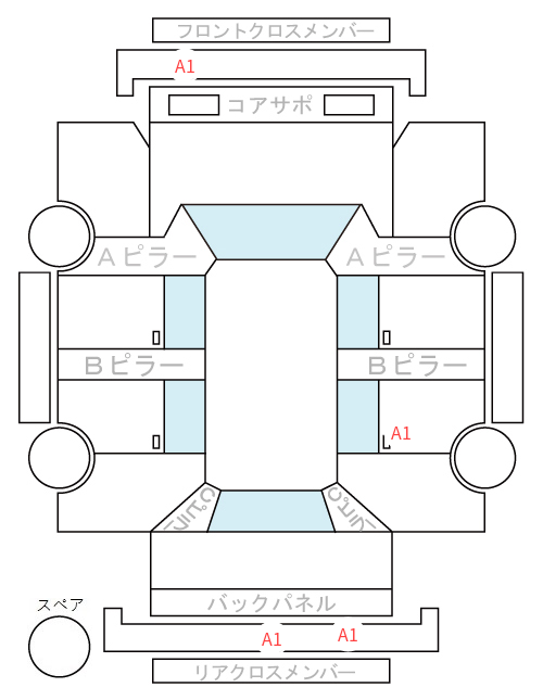 Body condition diagram (damage marks, Japanese labels)