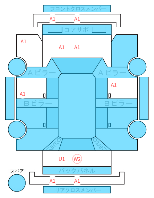 Body condition diagram (damage marks, Japanese labels)