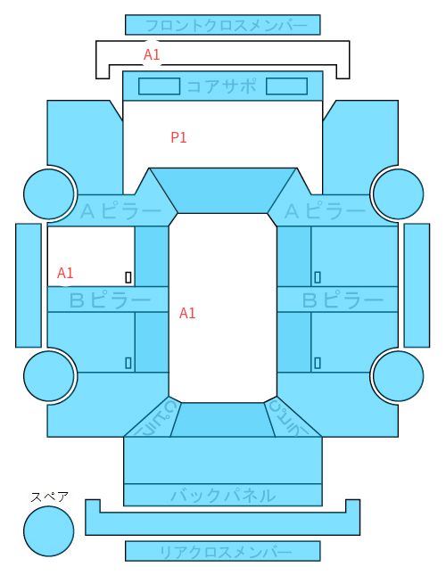 Body condition diagram (damage marks, Japanese labels)