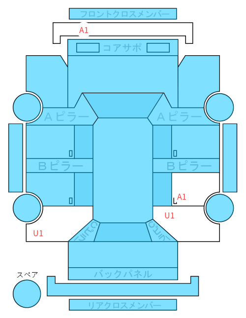 Body condition diagram (damage marks, Japanese labels)
