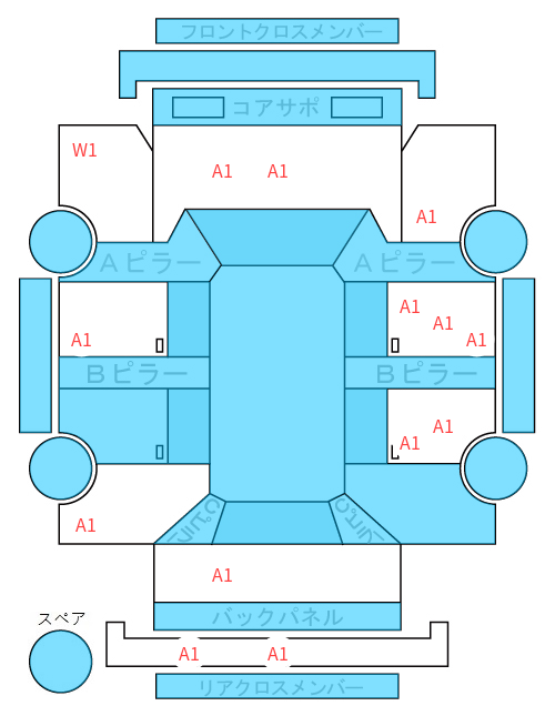 Body condition diagram (damage marks, Japanese labels)