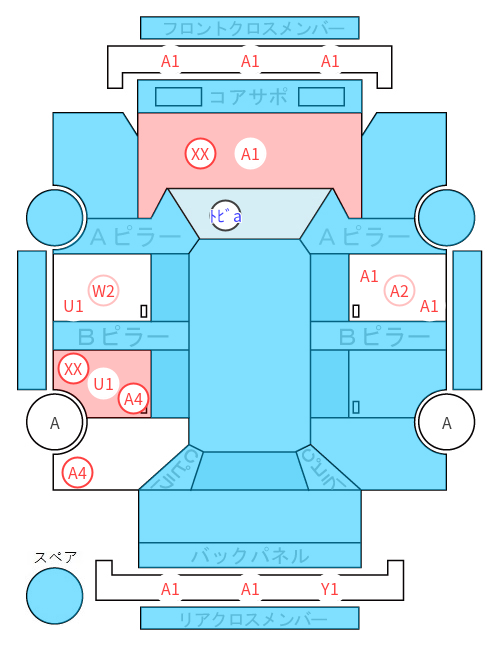 Body condition diagram (damage marks, Japanese labels)