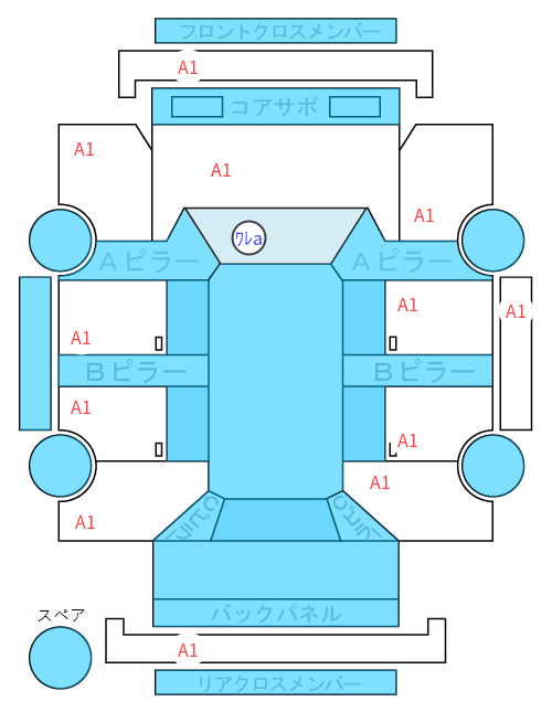 Body condition diagram (damage marks, Japanese labels)