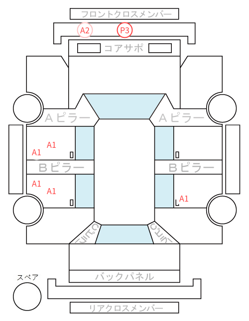 Body condition diagram (damage marks, Japanese labels)