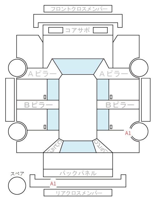 Body condition diagram (damage marks, Japanese labels)