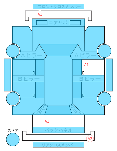 Body condition diagram (damage marks, Japanese labels)