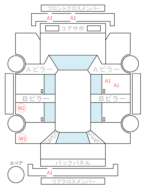 Body condition diagram (damage marks, Japanese labels)