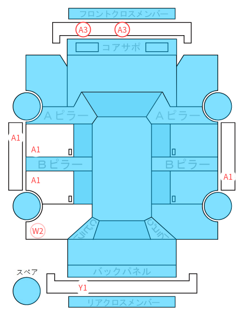 Body condition diagram (damage marks, Japanese labels)
