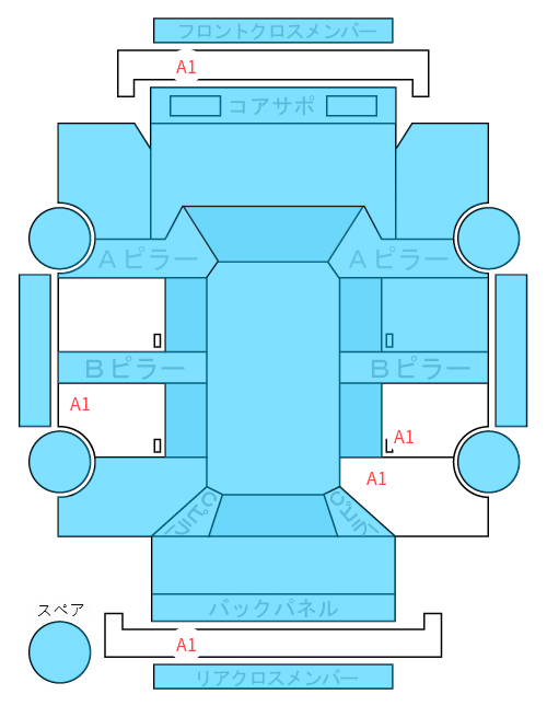 Body condition diagram (damage marks, Japanese labels)
