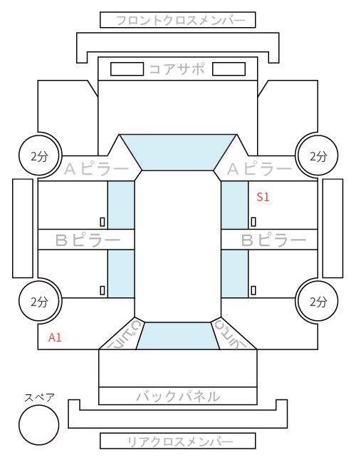 Body condition diagram (damage marks, Japanese labels)