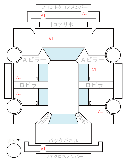 Body condition diagram (damage marks, Japanese labels)