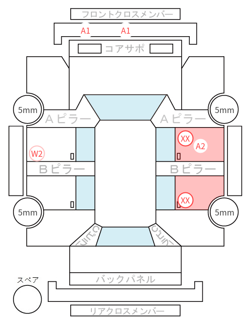 Body condition diagram (damage marks, Japanese labels)